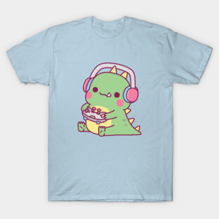 Cute Little Dinosaur Playing Video Games T-Shirt