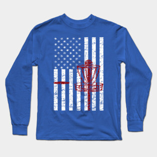 Disc Golf American Flag Patriotic Disc Golf T-shirt Long Sleeve T-Shirt