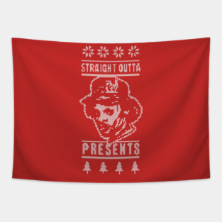 Gangsta Rapper Ugly Christmas Sweater - Straight Outta Presents Tapestry