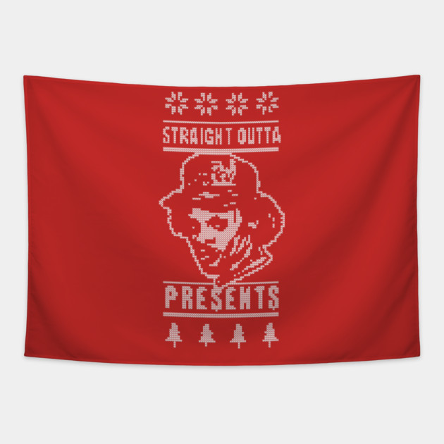 Gangsta Rapper Ugly Christmas Sweater - Straight Outta Presents Tapestry by sketchnkustom