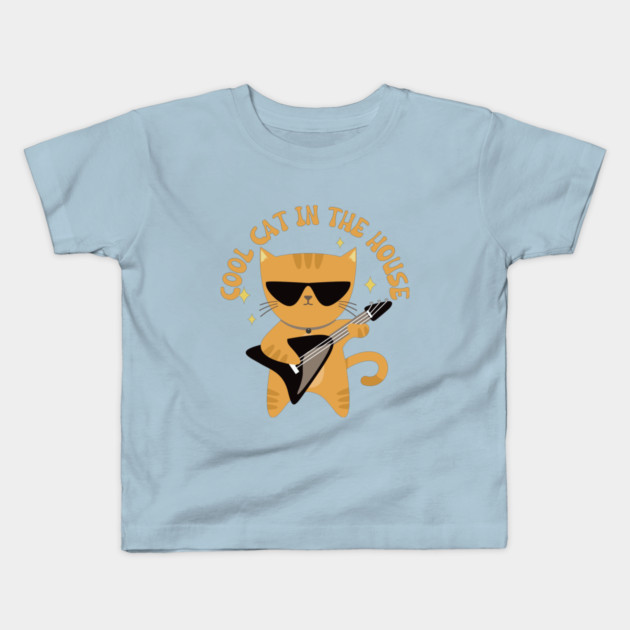 cool cat playing guitar Kids T-Shirt by Prinyos