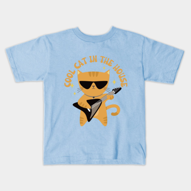 cool cat playing guitar Kids T-Shirt by Prinyos