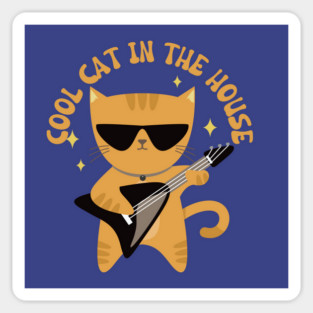 cool cat playing guitar Sticker