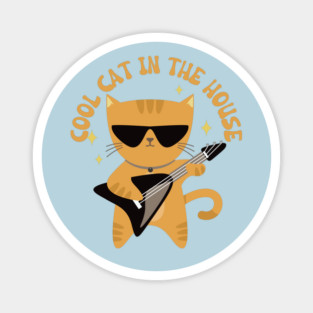 cool cat playing guitar Magnet