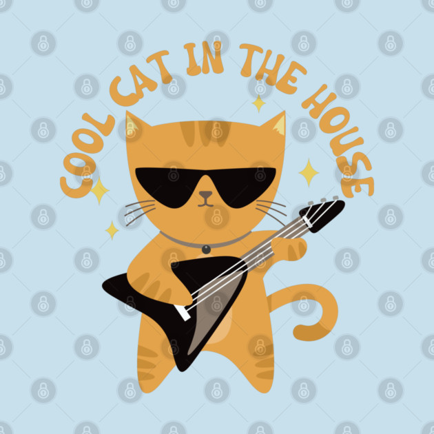 cool cat playing guitar by Prinyos