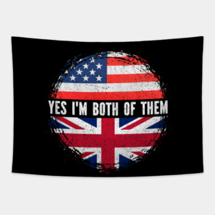 Half American Half British USA Flag United Kingdom Heritage Tapestry