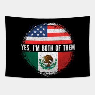 Half American Half Mexican USA Flag Mexico Heritage Tapestry