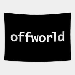 Offworld Minimal Space Typography White Text Tapestry