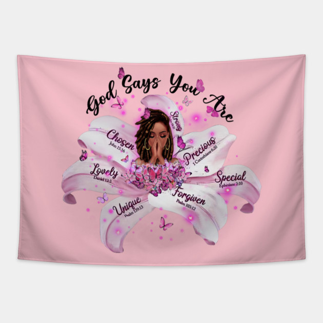 God Says you are, Black Queen, Black Girl Magic, Black Lives Matter Tapestry by UrbanLifeApparel