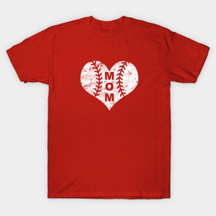 Baseball Mom Heart LOVE BASEBALL Vintage Distressed T-Shirt