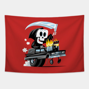 Grim Reaper Hot Rod Tapestry