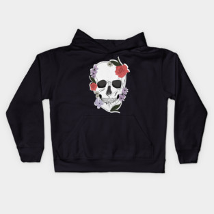 Skull floral Rose Vintage Day of the Dead Kids Hoodie