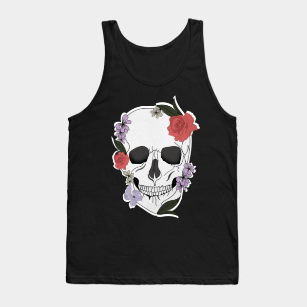 Skull floral Rose Vintage Day of the Dead Tank Top by logiamerch