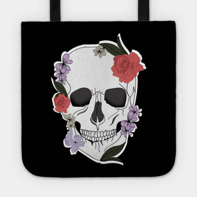Skull floral Rose Vintage Day of the Dead Tote by logiamerch