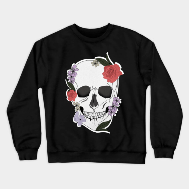 Skull floral Rose Vintage Day of the Dead Crewneck Sweatshirt by logiamerch