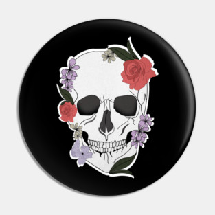 Skull floral Rose Vintage Day of the Dead Pin