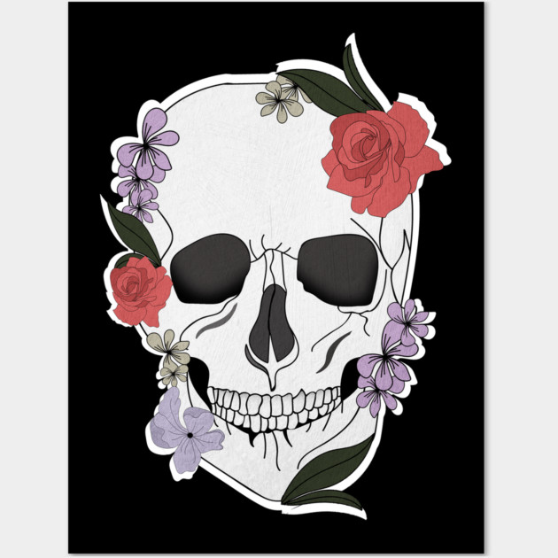 Skull floral Rose Vintage Day of the Dead Wall Art by logiamerch