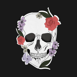 Skull floral Rose Vintage Day of the Dead T-Shirt