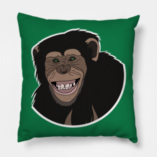 Funny Chimpanzee Smiling Jungle Pillow