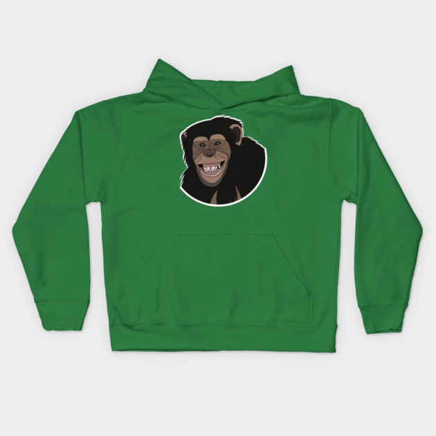 Funny Chimpanzee Smiling Jungle Kids Hoodie by logiamerch
