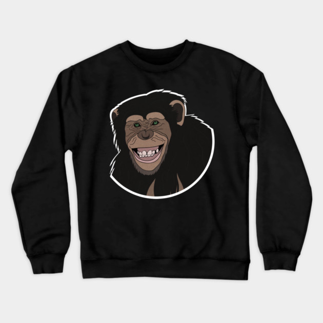 Funny Chimpanzee Smiling Jungle Crewneck Sweatshirt by logiamerch