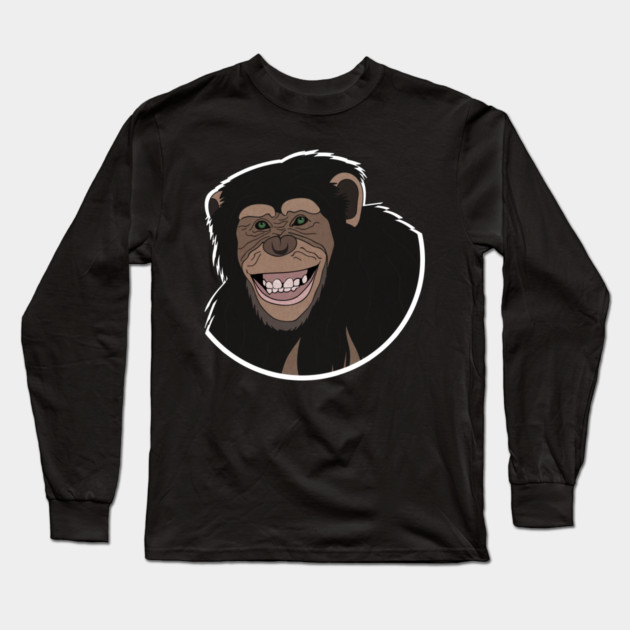 Funny Chimpanzee Smiling Jungle Long Sleeve T-Shirt by logiamerch