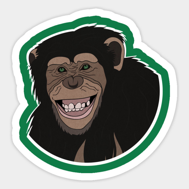 Funny Chimpanzee Smiling Jungle Sticker by logiamerch