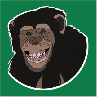 Funny Chimpanzee Smiling Jungle Posters and Art