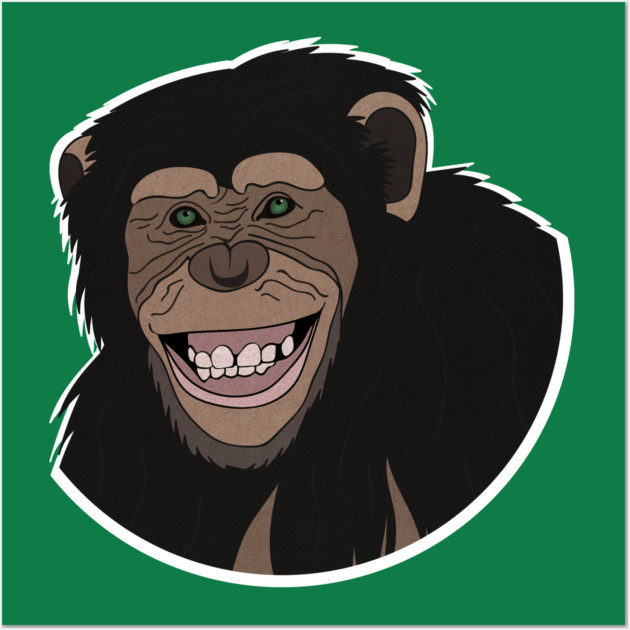 Funny Chimpanzee Smiling Jungle Wall Art by logiamerch