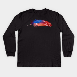 Native American Veteran Flag Day Feather for July 4th Kids Long Sleeve T-Shirt
