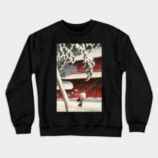 Red temple in Snow Japanese art Crewneck Sweatshirt