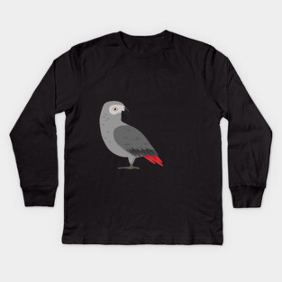 Just A Bird - African Grey Parrot Kids Long Sleeve T-Shirt