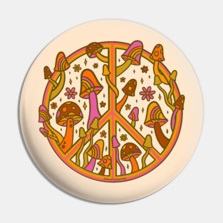 Mushroom Peace Sign Pin