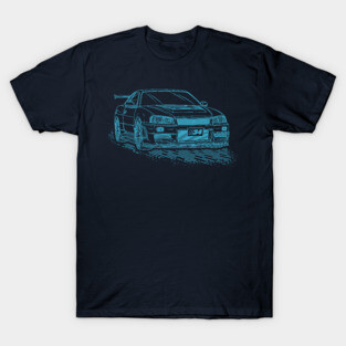 Nissan Skyline GTR R34 Lineart Blueprint T-Shirt