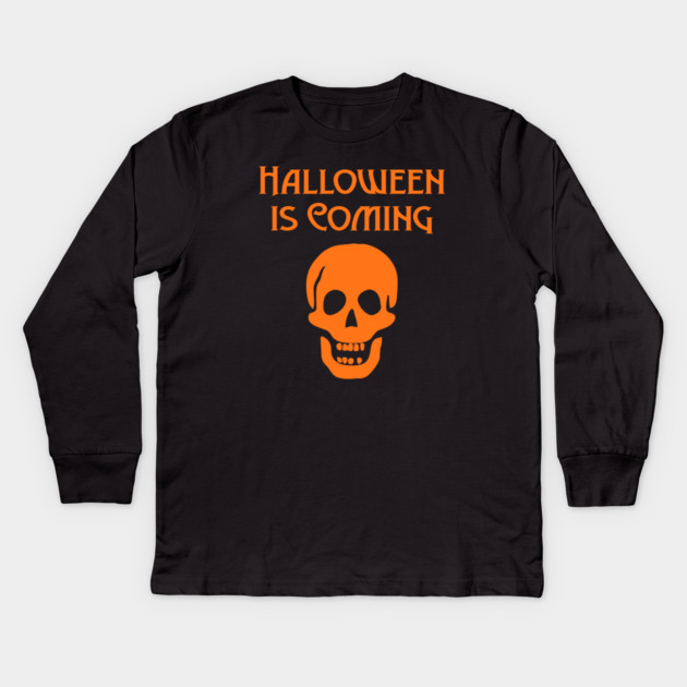 Halloween is Coming Orange Cheeky Witch® Kids Long Sleeve T-Shirt by Cheeky Witch