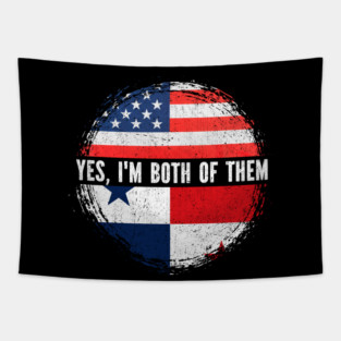 Half American Half Panamanian USA Flag Panama Heritage Tapestry