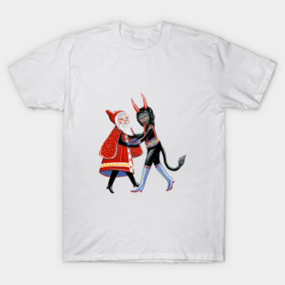Father Christmas and Krampus dancing T-Shirt