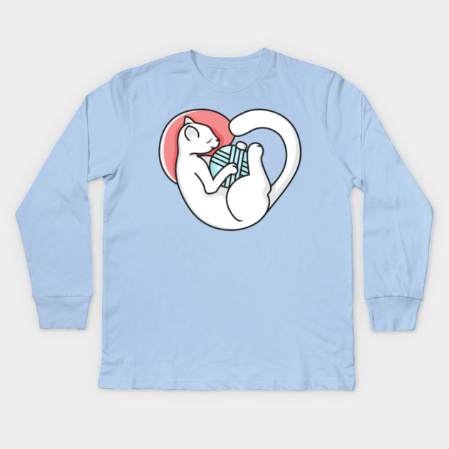 Sleeping Hearty Cat Kids Long Sleeve T-Shirt by enrynz