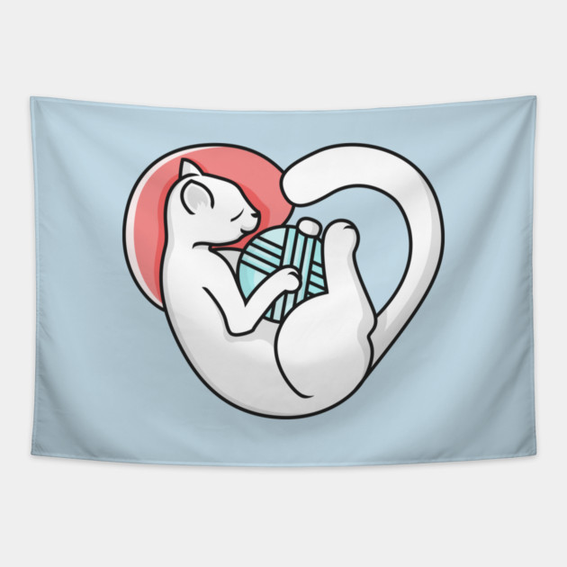 Sleeping Hearty Cat Tapestry by enrynz