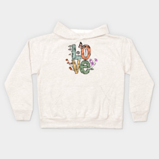 Love Floral Design Kids Hoodie