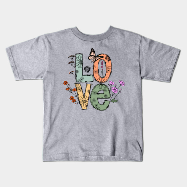 Love Floral Design Kids T-Shirt by The WYLD Tribe