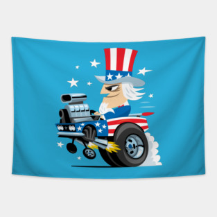 Uncle Sam Hot Rod Tapestry