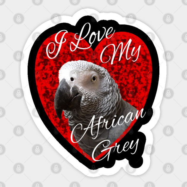 I Love My African Grey Parrot Sticker by Einstein Parrot