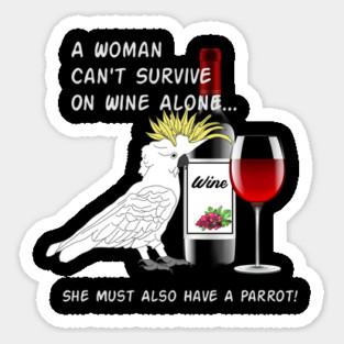 African Grey Parrot Wine Loving Drinking Sticker