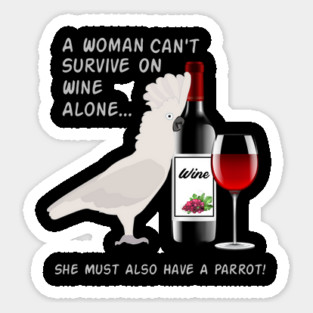 Umbrella Cockatoo Parrot Wine Loving Drinking Sticker