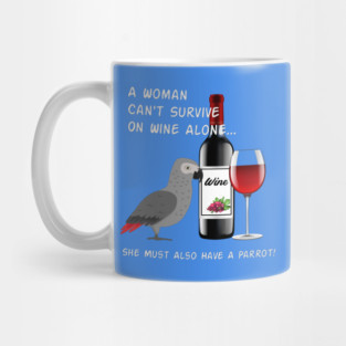 African Grey Parrot Wine Loving Drinking Mug