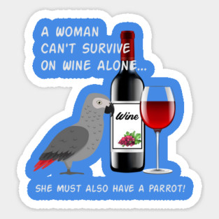 African Grey Parrot Wine Loving Drinking Magnet