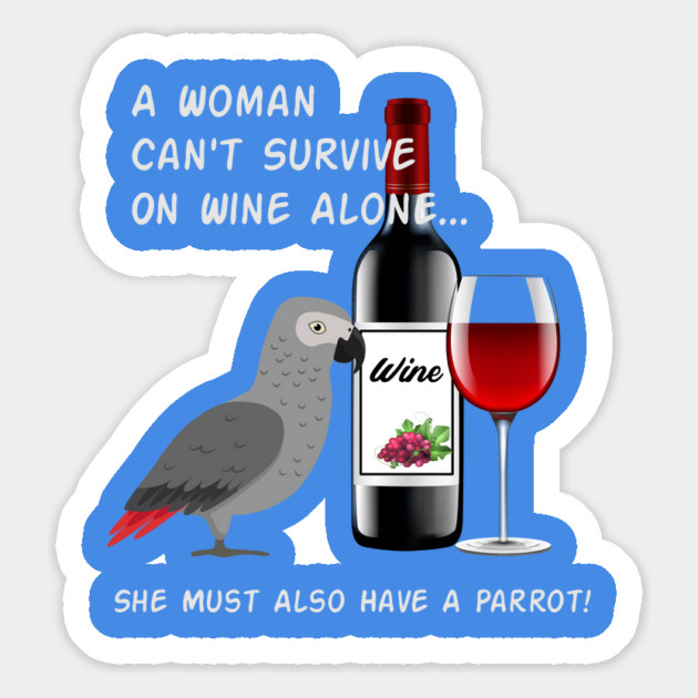 African Grey Parrot Wine Loving Drinking Magnet by Einstein Parrot