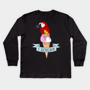 Scarlet Macaw Ice Cream Parrot Kids Long Sleeve T-Shirt
