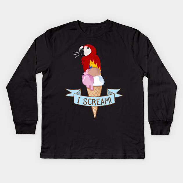 Scarlet Macaw Ice Cream Parrot Kids Long Sleeve T-Shirt by Einstein Parrot